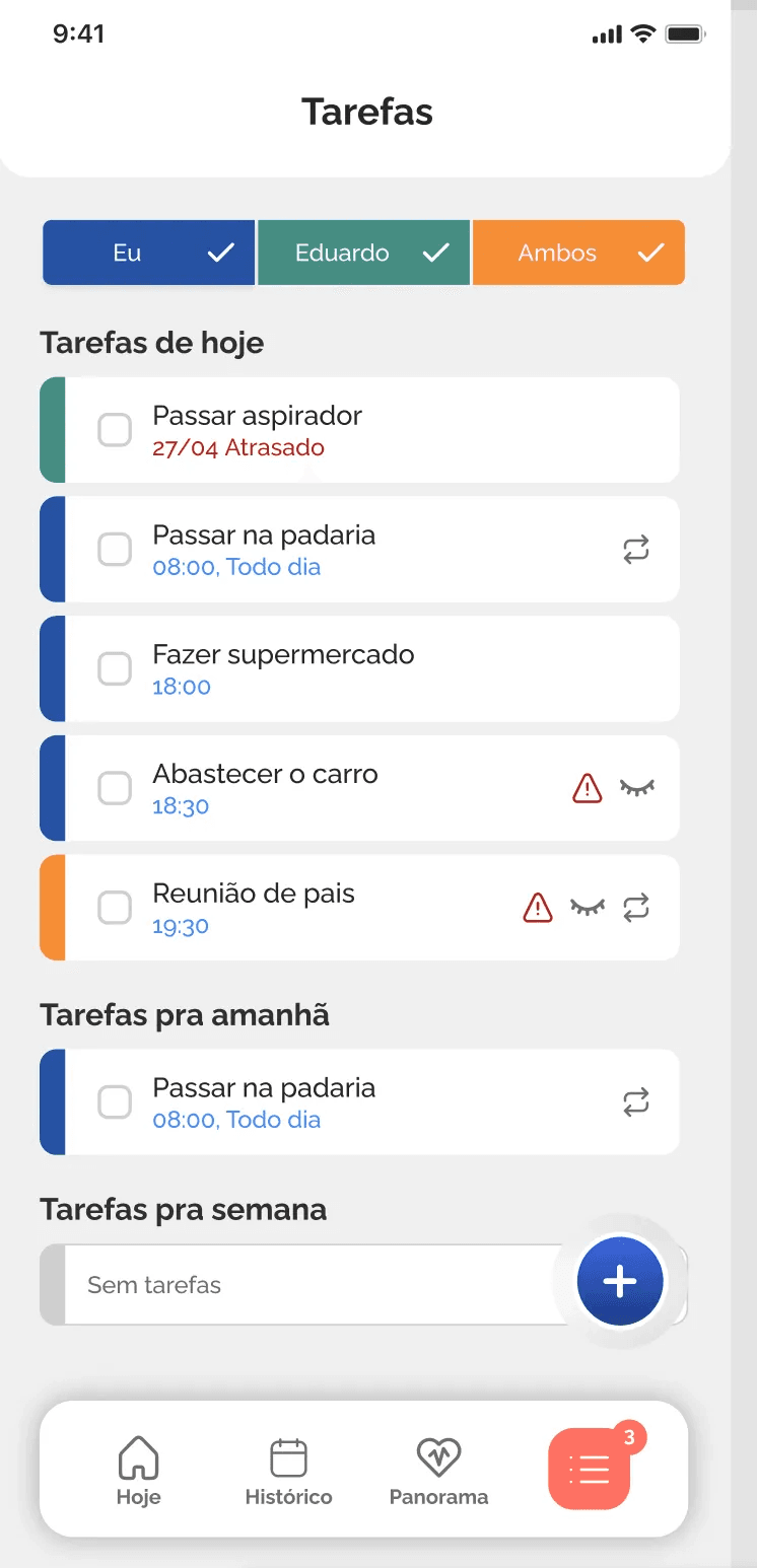 Screenshot das Listas Compartilhadas